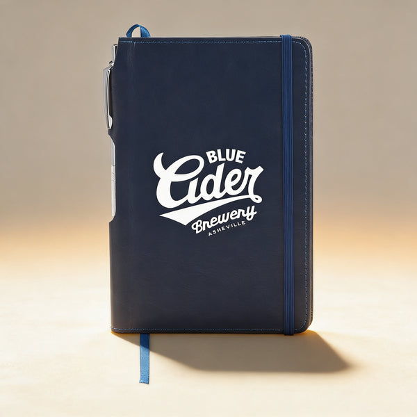 Personalized hard-cover notebook engraved with a name, UltraHyde cover in Navy, 6x8.5 inch