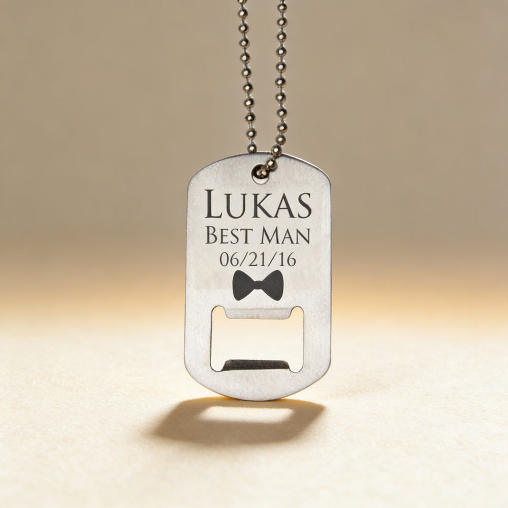 Butterfly bottle opener engraved with short phrase, compact stainless steel design