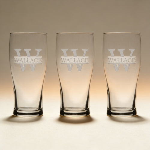 Custom engraved tulip pint glass with monogram, full-bodied beer glass gift