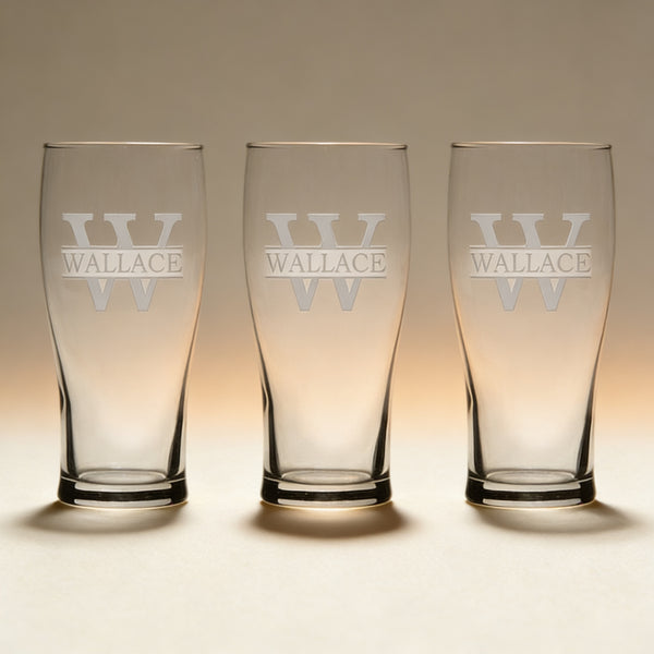 Custom engraved tulip pint glass with monogram, full-bodied beer glass gift