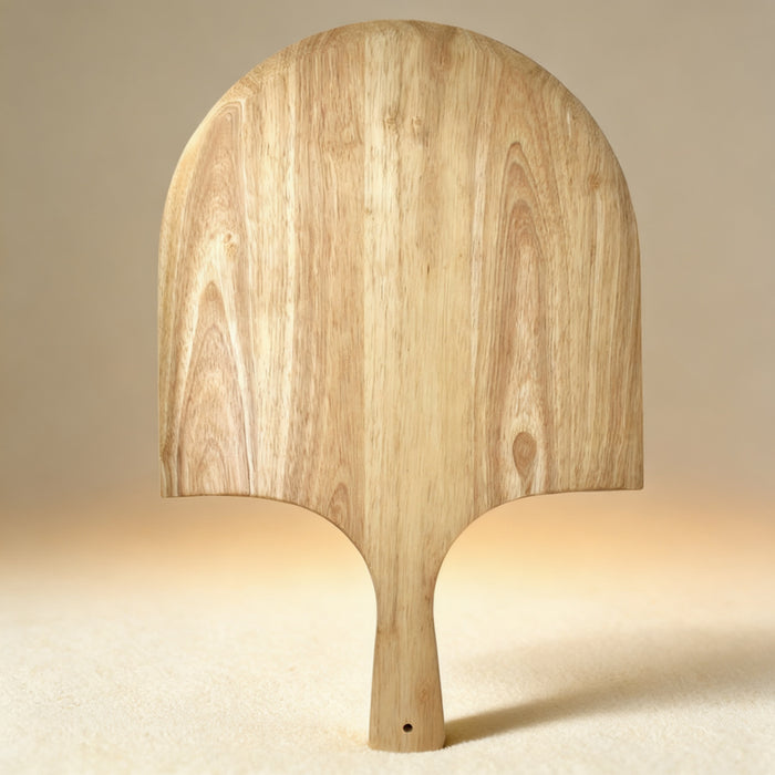 Personalized acacia wood pizza paddle engraved with a family name, 14 x 22 in