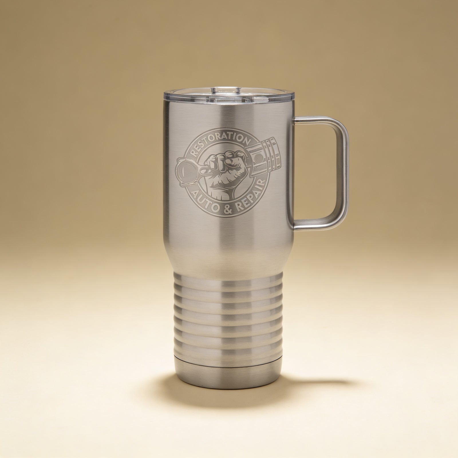 Personalized Polar Camel travel mug engraved with a name, 20 oz stainless steel in black