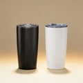 Laser engraved stainless steel tumbler showing name personalization, available in four colours
