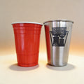 Laser engraved stainless steel pint glass with monogram, silver and black options