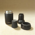Custom engraved stainless steel bottle holder with built-in opener, silver finish, groomsmen gift