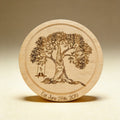 Laser engraved cheese board wedding gift, circular wood board with swivel opening and personalized name