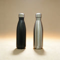 Custom engraved Pin Water Bottle in silver, double-wall vacuum-insulated stainless steel