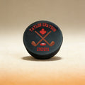 Custom UV-printed hockey puck showing team graphic, made-to-order gift for hockey fans