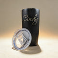 Custom engraved 20 oz tumbler with monogram, double-wall stainless steel in white finish