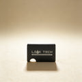 Slim personalized minimalist wallet engraved with initials, black anodized aluminum